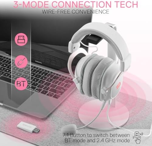 Redragon H510 PRO 3-Mode RGB Gaming Headset - 7.1 Surround Sound - 53MM Audio Drivers in Memory Foam Ear Pads w/Durable Fabric Cover- Multi Platforms Headphone - USB Powered for PC/PS4/NS - Image 3