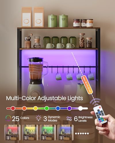 VASAGLE Coffee Bar with LED Lights, 31.5 Inches Bakers Rack - Image 4