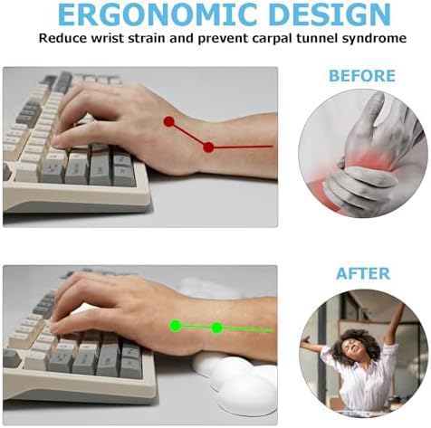 Cloud Wrist Rest Keyboard, Ergonomic Keyboard Wrist Rest Pad Set, White | PU Leather Memory Foam Wrist Rest for Computer Keyboard, Cute Mouse Wrist Rest for Gaming, Office, Home, Typing Pain Relief - Image 2