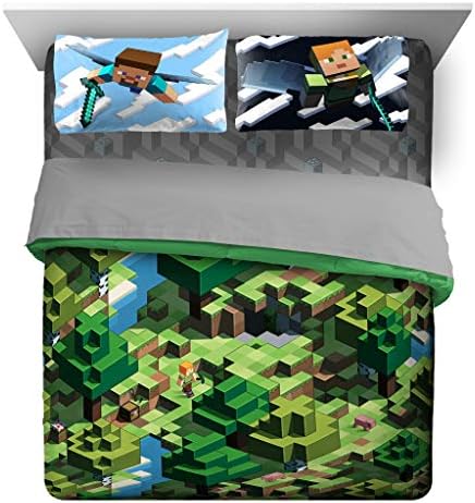 Minecraft Creeper Queen Comforter Set 7 Piece Kids Bedding for Boys, Green by JayFranco