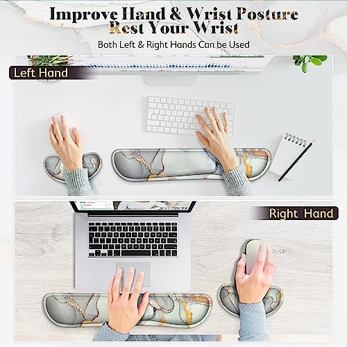 Gimars Upgrade Enlarge Gel Memory Foam Set Keyboard Wrist Rest Pad, Mouse Wrist Cushion Support for Office,Could Golden Computer, Laptop, Mac,Cloud Golden - Image 6