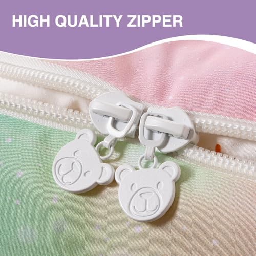 A Nice Night Zipper Bedding for Girls Gradient Glitter Comforter Set,Pink Yellow Rainbow Galaxy Kids Bedding Set,Twin Size - Image 5