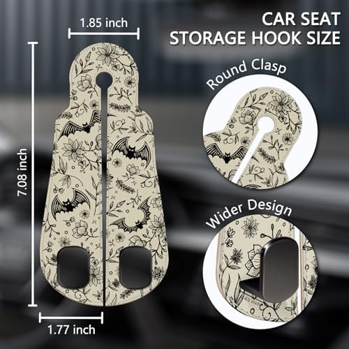 Blusabaca 2PCS Car Seat Headrest Hooks, Purses Bags Holder, Goth Bats - Image 5