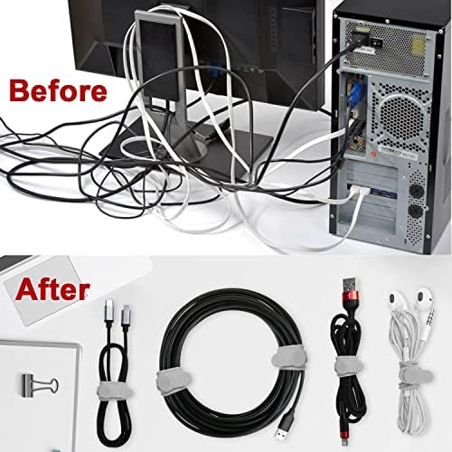 Silicone Cable Ties, Cord Organizer Cable Management(16Pcs-Grey) - Image 5