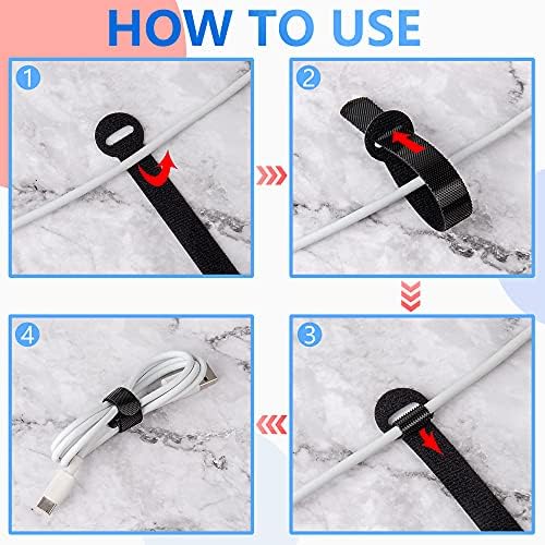 60x Cable Management Ties, Cord Wraps Black 6 Inches, Reusable Tidy Wire Ties for Cords, PC, TV, Computer & Desk - Image 6