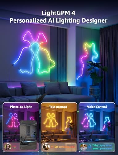 Lepro N1 AI Smart RGB Rope Lights for Christmas, Personalized AI Lighting Designer, LightBeats Music Sync, Color Segment DIY, Voice Control Via App, 32.8ft Wi-Fi & Bluetooth LED Strip Lights - Image 3