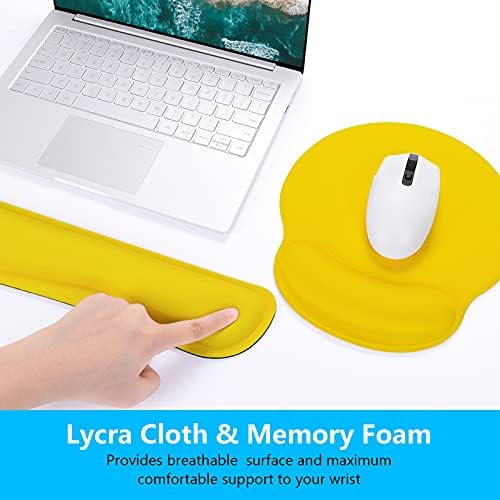 Dapesuom Keyboard Wrist Rest and Mouse Pad with Wrist Support, Cute Memory Foam Cushion for Keyboard and Mouse Set, Desktop Pad Rests with Non Slip Base for Easy Typing & Pain Relief, Apricot Yellow - Image 4