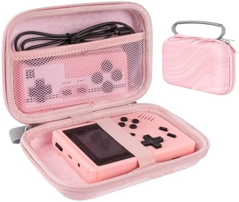 TOCCOOL Handheld Game Console Carrying Case, Protective Travel Retro Mini Game Console Box for Charging Cable, Earphones, Batteries and Accessories (Pink) by TOCCOOL