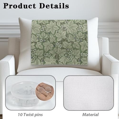 Green Leaf Textured Print Recliner Chair Headrest Protector Cover 2/Pcs- Easy Install Breathable Polyester, Waterproof & Anti-Slip with Fixing Nails for Office/Home (26x16 Inch) - Image 4