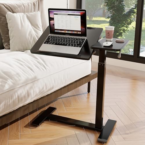 PUNCIA Medical Overbed Table Pneumatic Adjustable Bedside Desk, Black by PUNCIA