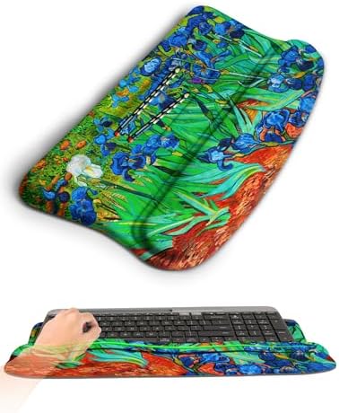 Ergonomic Wave Wrist Rest with Keyboard Stand, Cushioned Palm Rest, Comfortable Integrated Memory Foam for Natural Typing and Relieve Wrist Pain, Van Gogh Iris Flower by KUOSGM