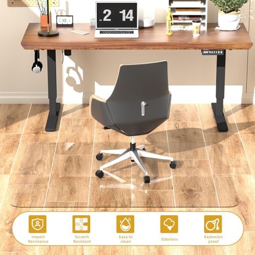 Tempered Glass Chair Mat 60" x 48" - 1/5" Thick, Heavy Duty, Anti-Slip Pads, for Office Chairs on Carpet or Hard Floorr with 4 Anti-Slip Pads, Rolling Glass Chair Mat - Image 4