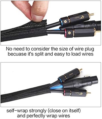 Alex Tech 10ft - 3/4 inch Cord Protector Wire Loom Tubing Cable Sleeve Split Sleeving For USB Cable Power Cord Audio Video Cable – Protect Cat From Chewing Cords - Black - Image 2