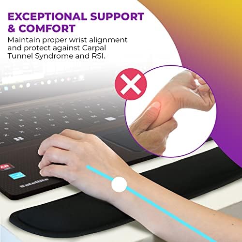4pc Premium Wrist Rests for Keyboard and Mouse Pad Set - Memory Foam Cushion, Black - Ergonomic Wrists Hand Arm Rest Support for Laptop Computer Desk and Gaming - Carpal Tunnel Syndrome Relief - Image 3