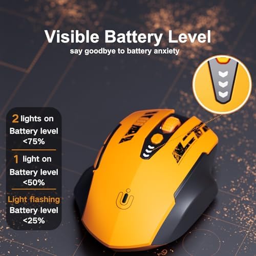 Uineer Wireless Mouse, 2.4GHz Rechargeable Computer Mouse, Battery Display - Image 3