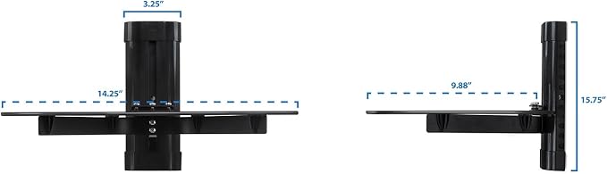 Mount-It! Floating TV Shelf, Tempered Glass, 17.6 lbs, Black - Image 3