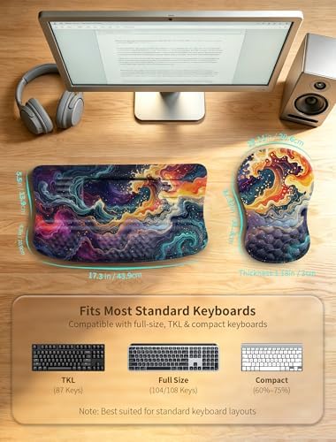 2-in-1 Set, Ergonomic Keyboard Stand with Wrist Rest and Mouse Pad with Wrist Support, Memory Foam for Carpal Tunnel Pain Relief, Improves Wrist Typing Posture, Starry Sky - Image 6