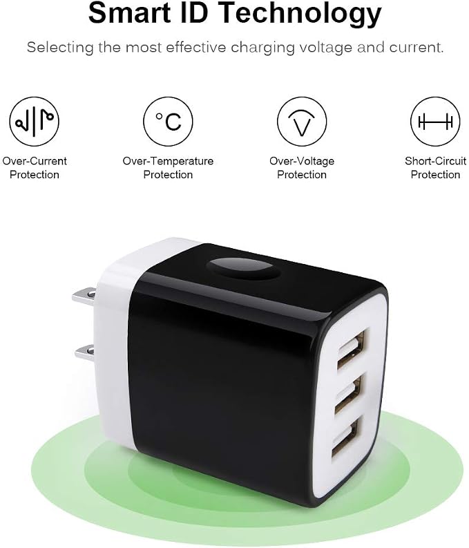 Wall Charger Adapter, USB Cubes, Sicodo 3Pack Universal Travel 3.1A 3 Muti - Image 5