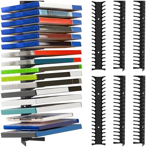 6 Pack Video Game Storage Wall Mount Game Case Holder, Heavy Duty Metal Wall-Mounted Media Storage Shelves for PS, Xbox, DVD, Switch Game Organizer, Holds up to 108 Disc Boxes by Unknown