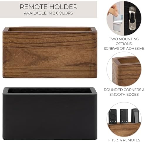 Wooden Remote Control Holder - Adhesive Wall Mount Caddy for 3-4 Remotes - Image 4
