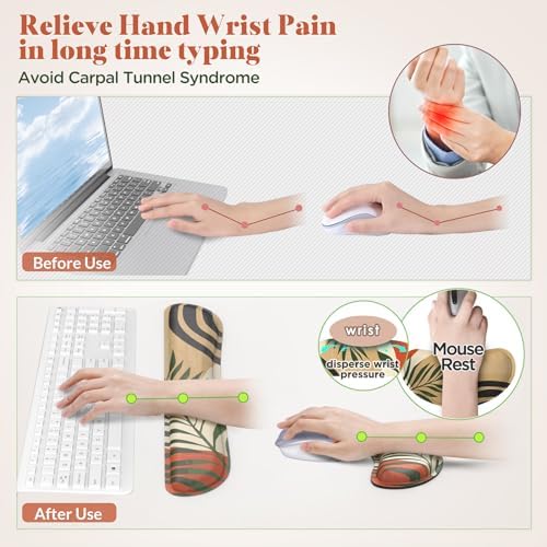 Gimars Enlarge Silky and Superfine Fabric Gel Memory Foam Keyboard Wrist Rest Set, Ergonomic Keyboard Mouse Wrist Support for Typing Pain Relief, Comfort for Office, Gaming, Computer-Morandi Orange - Image 4
