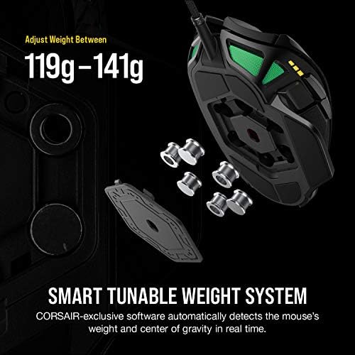 Corsair NIGHTSWORD RGB Adjustable Weight FPS MOBA PC Gaming Mouse – Black - Image 3