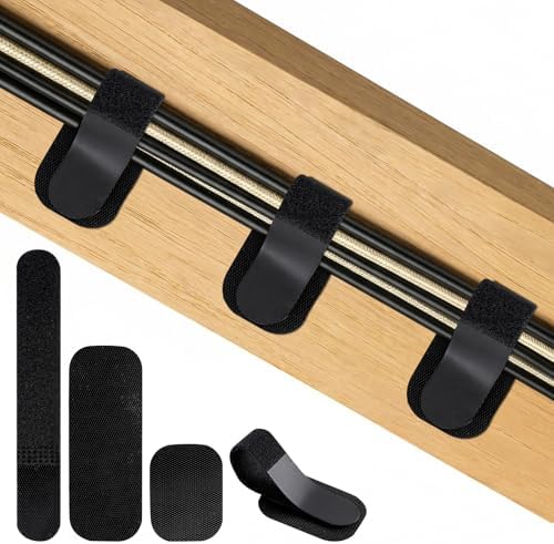 Under Desk Cable Management, Self-Adhesive Hook and Loop Straps, Adjustable Reusable Wire Organizer for Home Office Essentials (20 Pairs) by Unknown