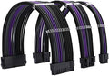 Formulamod PSU Cable Extension Kit 18AWG Sleeved, 24 Pin ATX + 8 Pin EPS + Dual 8 Pin PCI-E, Custom PC Cable Extensions with Combs for Clean Cable Management & Gaming PC Build (Black Gray Purple) by Formulamod