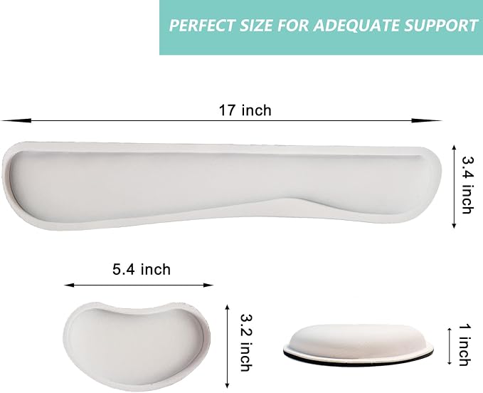 Keyboard Wrist Rest Mouse Wrist Support Set, Memory Foam Wrist Rest Pad for Computer Laptop Keyboard Mouse, Ergonomic Wrist Cushion Support for Typing Pain Relief, Gaming Home Office, White - Image 6