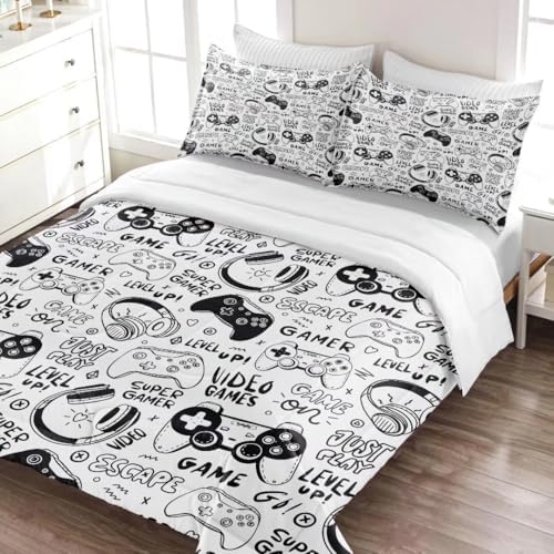 Gaming Comforter for Boys Teens,Game Bedding Sets Queen,Kids Gamer Comforter Set,Video Game Bedroom Bed Set Controller Duvet All Season 3 Piece - Image 3