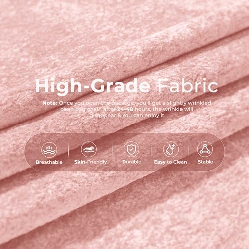 HABUTWAY Giant Bean Bag Chairs Lazy Sofa for Adults,Single,Pink | Bean Bag Sofa with Filler Faux Fur, Memory Foam Bean Bag Fireside Lazy Sofa Couches for Living Room, Bedroom, Office - Image 5