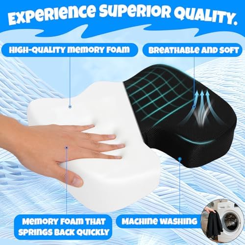 Ergonomic Seat Cushion with Memory Foam for Office Chair, Car Seat, Sciatica & Tailbone Relief, Non-Slip Cushion,Breathable Mesh Cover, Portable Handle - Black - Image 4