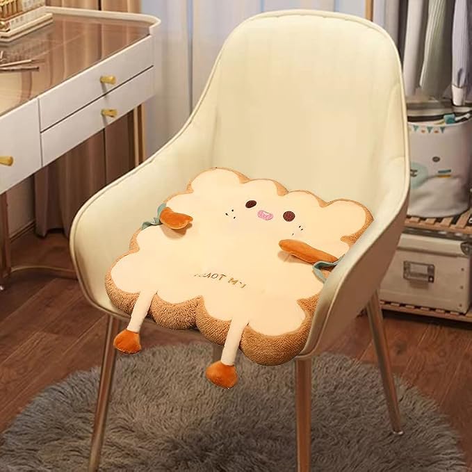 Toast Seat Cushion Bread Pillow with Cute Expression, Kawaii Food Chair Pads for Office Dorm Bedroom,Pillow Cushion Gift for Birthday, Christmas (Square) by LUMOGEVA