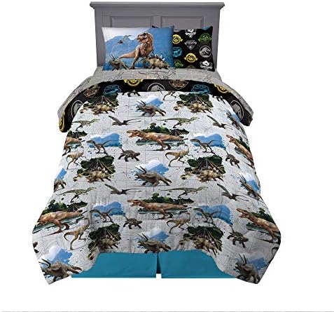 Franco Kids Bedding Super Soft Comforter and Sheet Set with Sham, 5 Piece Twin Size, Jurassic World,6A1348 by Franco