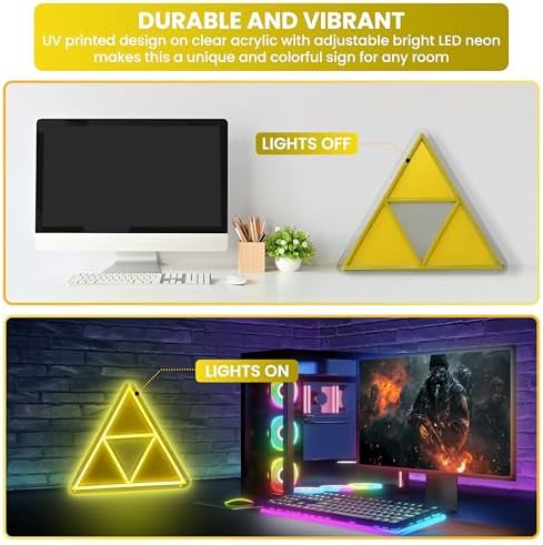 Triforce LED Gaming Neon Sign with Dimmable Lighting Modes for Bedroom, Game Room Decor, Kids Room, Man Cave, Wall Decor and Birthday and Father's Day and Christmas Gift USB Connection - Image 3