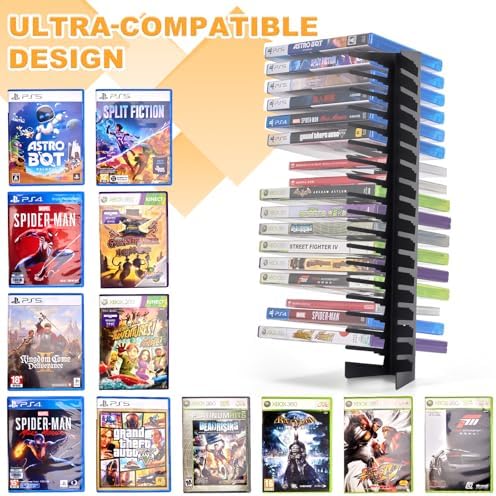 4 Pack Video Game Case Storage Wall Mount - Holds Up to 72 Disc Boxes,Metal Wall Mounted Game Case Holder for PS,DVD,Xbox Game Organizer - Image 2