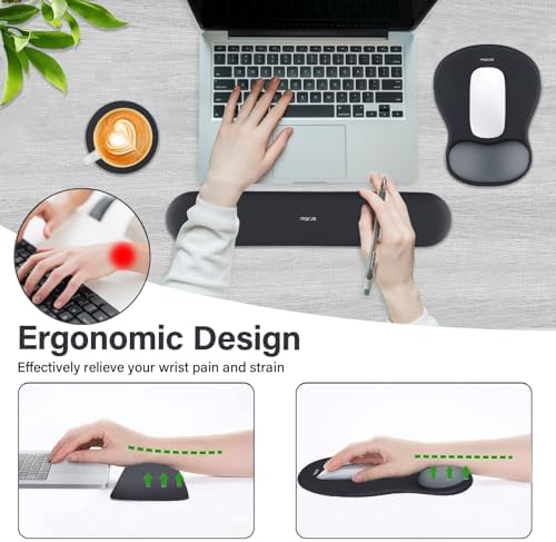 MOSISO Wrist Rest Support for Mouse Pad&Keyboard Set, Slate Gray - Image 3