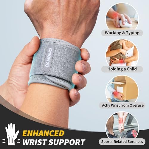 CAMBIVO 2 Pack Wrist Brace for Carpal Tunnel with wraps, Gray | Wrist Support, Adjustable Wrist Wraps for Weightlifting, Tendonitis, Pain Relief, Sleeping, Night, Gym, Neoprene, Both Hands - Image 2