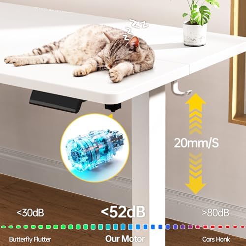 Veken 47.2 Inch Large Electric Standing Desk, Gaming Table, White - Image 6