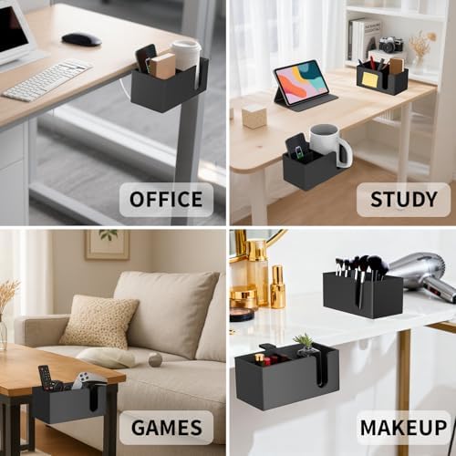 OOKUU 3-in-1 Desk Organizer - Large Desk Cup Holder Clamp, Pencil Holder and Phone Stand - Detachable Anti-Spill Table Cup Holder, Office & PC Gaming Desk Accessories for Cup, Phone and Pen (Black) - Image 6