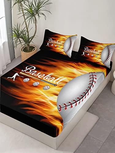 HOSIMA Teens Sports Baseball Bedding Full,1 Fitted Sheet+2 Pillowcases. - Image 5