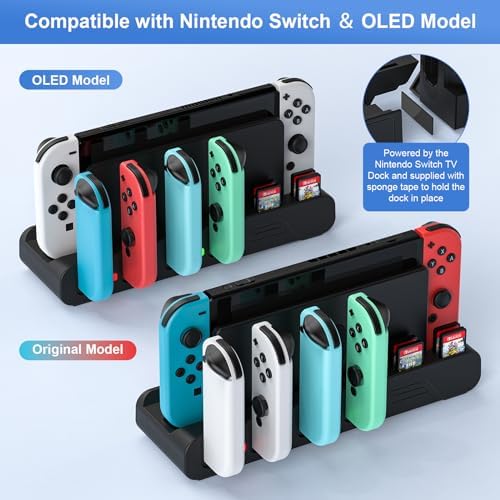 Switch Controller Charger Dock Compatible With Nintendo Switch And Switch OLED Model Joycons, Charges Up To 6pcs Joycon With Game Card Storage - Image 2