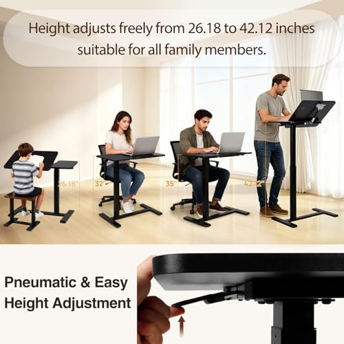Adjustable Overbed Table with Wheels, Rolling Laptop Table for Bed & Sofa - Image 3