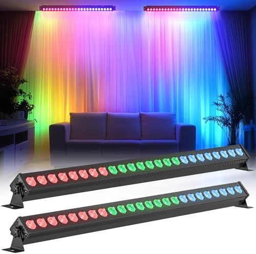 Led Stage Lights Bar,72W 24LEDs RGB Dj Strobe Party Lights Bar 3 in 1 Wall Washer Light Indoor with DMX Control AutoPlay Sound Activated Color Changing for Church Christmas Wedding Dance (2) by Warmdance
