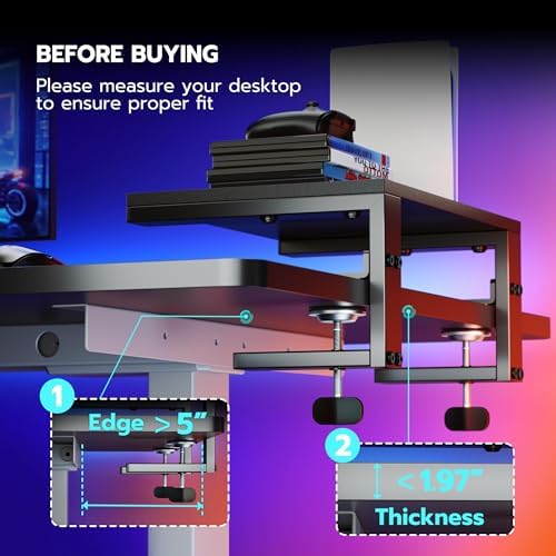 ARES WING Clamp-On Desk Extender Monitor Shelf, 15x9.8 up to 44lbs - Image 6