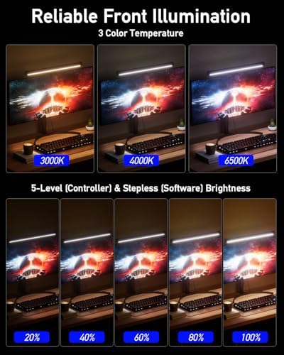 RGB Computer Light Bar， LED Monitor Lamp Screen Light Bar, Adjustable Monitor Light Bar with Clip Mount,for Computer Monitors and Home Office Settings - Image 6