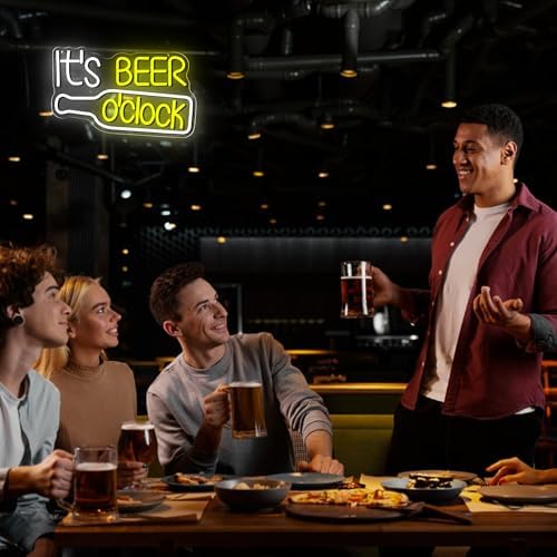 Mutank It'S Beer O'Clock Neon Sign, Beer Neon Light USB Powered LED Dimmable, for Bar Game Room Nightclub Restaurant Beer Sign Men'S Cave Garage Court Decor(15.7 * 9.8 In) - Image 6