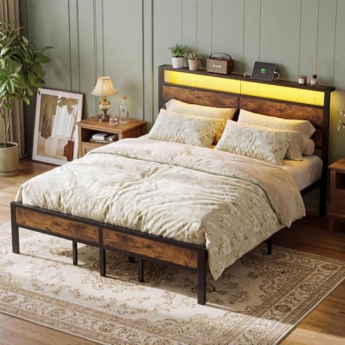King Size Bed Frame with LED Lights and Charging Station - Image 7
