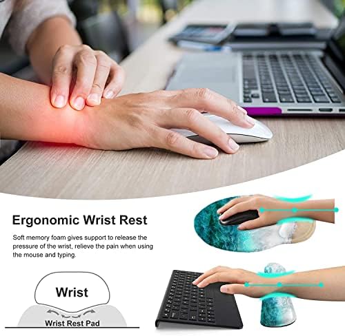 Lateefah Ergonomic Mouse Pad with Wrist Rest and Keyboard Wrist Rest Set | Non-Slip Memory Foam Wrist Rest for Computer Keyboard, Easy Typing, Pain Relief, Mousepad Wrist Support for Home Office Game - Image 2