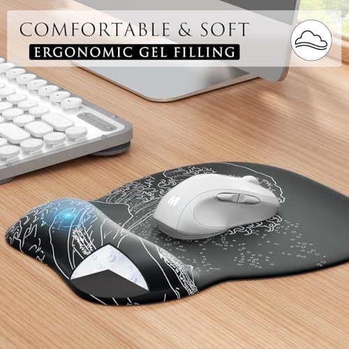 MROCO Ergonomic Mouse Pad with Gel Wrist Rest, 9.4 x 8.1 in, Kanagawa Wave - Image 3